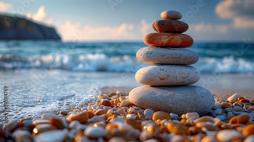 stones on the beach HD 8K wallpaper Stock Photographic Image