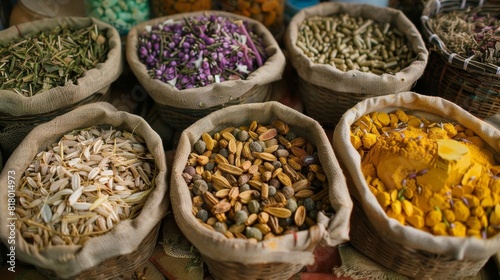 Assortment of traditional herbal medicines