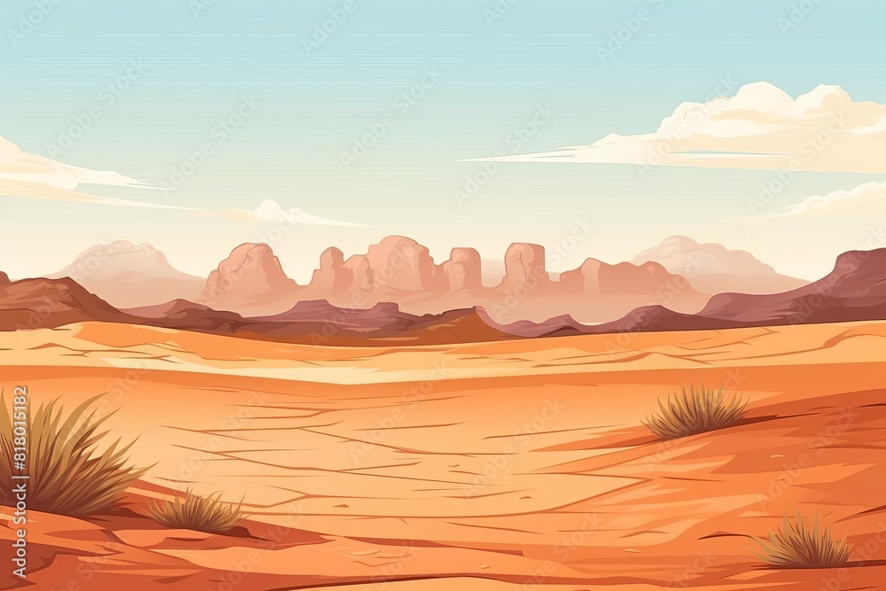 background desert flat design side view arid theme animation Splitcomplementary color scheme