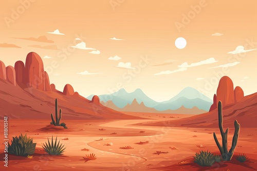 background desert flat design side view arid theme animation Splitcomplementary color scheme