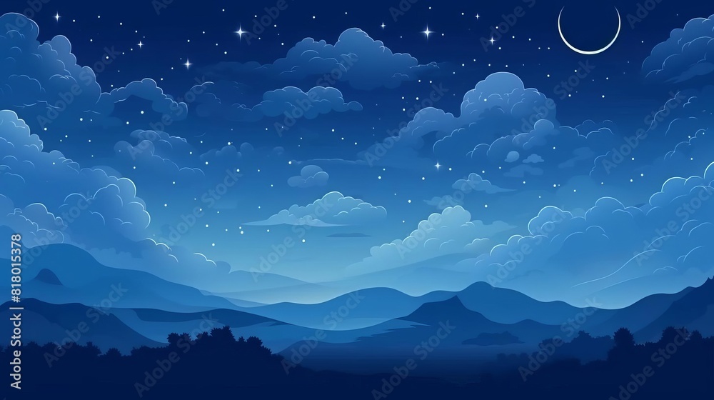 background night sky flat design top view celestial theme animation Complementary Color Scheme