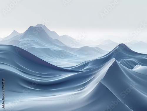 3D rendered abstract mountains with soft shadows creating depth and space