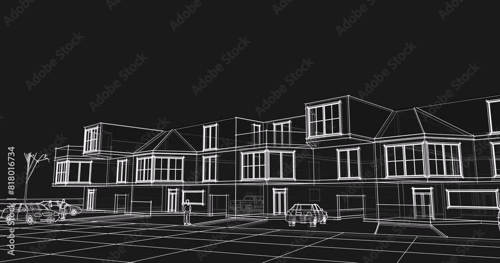 modern architecture city townhouse 3d rendering