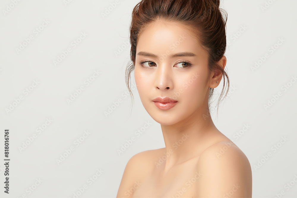 Beautiful young asian woman with clean fresh skin on white background, Face care, Facial treatment, Cosmetology, beauty and spa, Asian women portrait. Beautiful young asian woman with clean fresh skin on white background, Face care, Facial treatment, Cosmetology, beauty and spa, Asian women portrait.