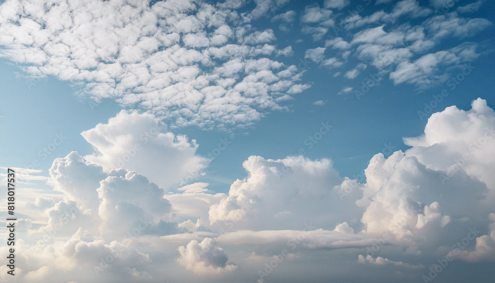 Fototapeta premium 青空 白い雲 晴天 自然 爽やか 自由 希望 穏やか 広がり 無限 背景 