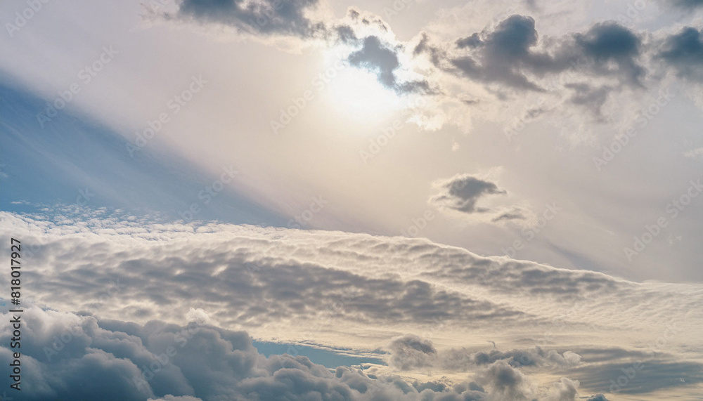 Naklejka premium 青空 白い雲 晴天 自然 爽やか 自由 希望 穏やか 広がり 無限 背景 