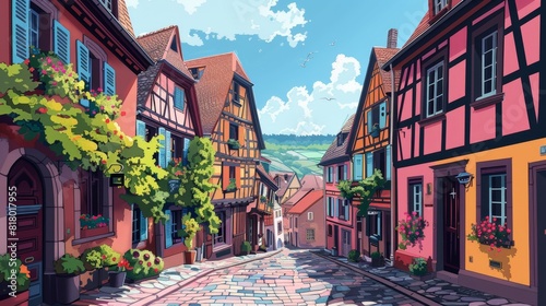 Illustration of Riquewihr, France