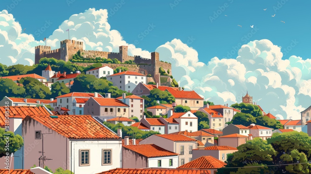 Obraz premium Illustration of Marvão, Portugal