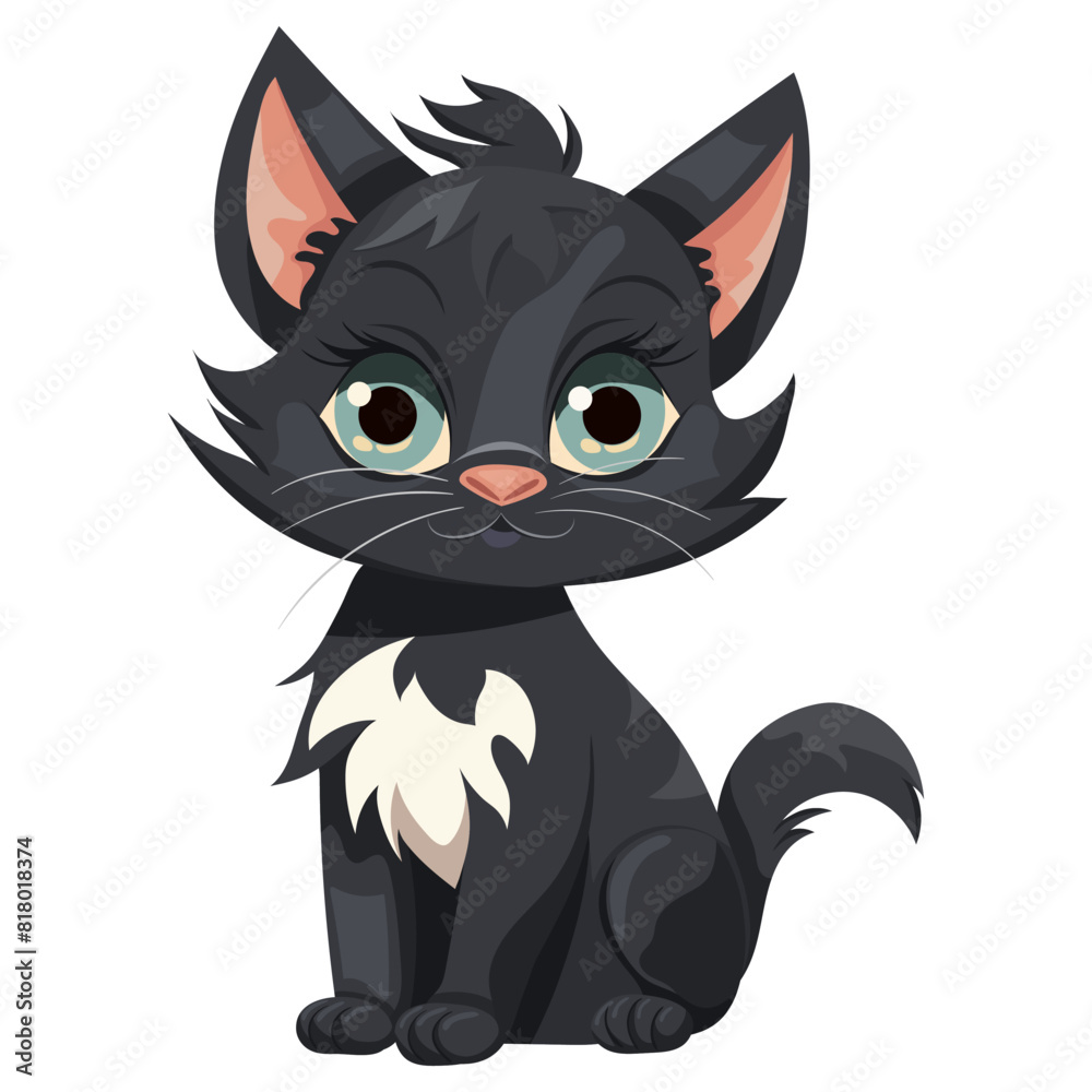 an illustration of a funny gray kitten sitting and smiling on a white background an illustration of a funny gray kitten sitting and smiling on a white background