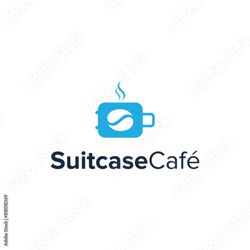 suitcase cafe simple sleek creative geometric modern logo design