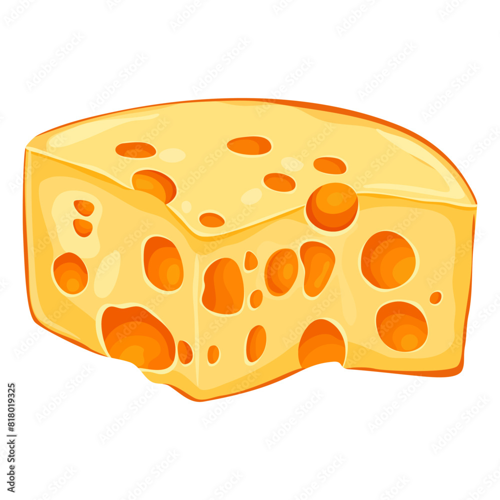 A piece of cheese. Illustration on a white background A piece of cheese. Illustration on a white background