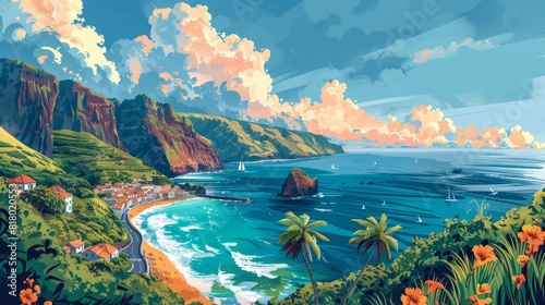 Illustration of Madeira, Portugal