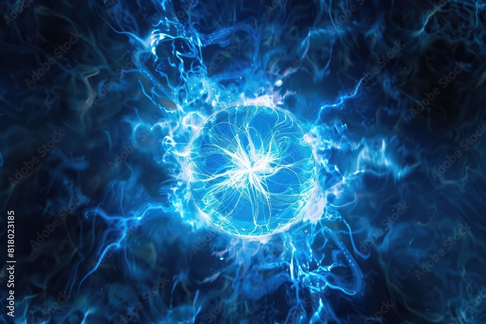 Glowing Energy. Abstract Blue Plasma Ball Background with Electric Lightning Glowing Energy. Abstract Blue Plasma Ball Background with Electric Lightning