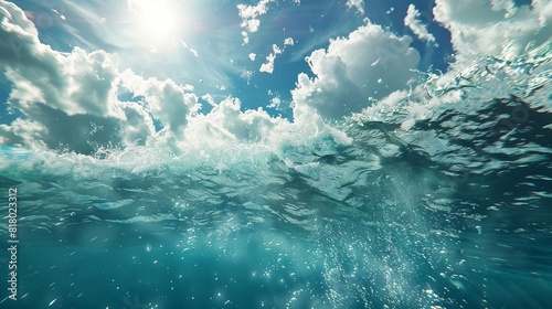 Dynamic underwater view of the ocean surface