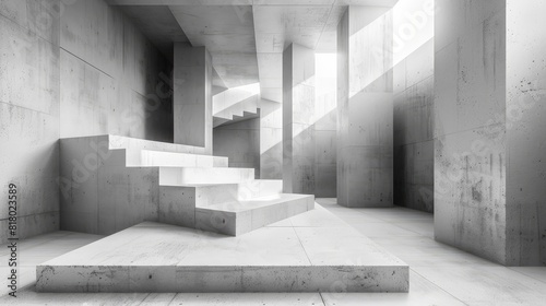 Captivating minimalist architecture photo showcasing hard forms and cubic shapes in a grey and white tone, emphasizing sleek lines and geometric design Generative ai