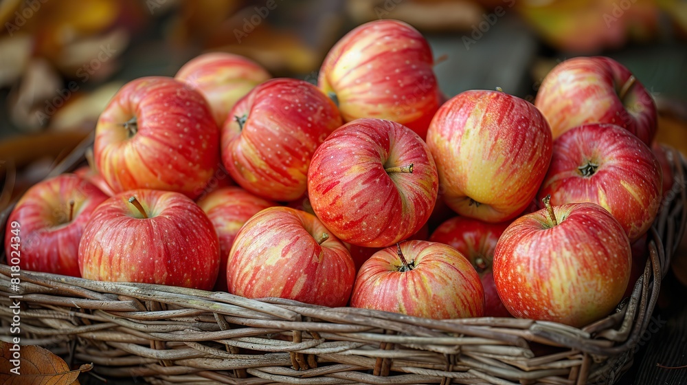 A basket of freshly picked apples from the orchard. A basket of freshly picked apples from the orchard.
