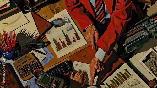 Accounting   Finance professional preparing financial reports with computers and calculators