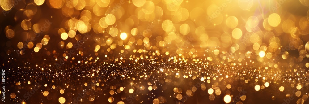 Golden Holiday. Christmas Glowing Abstract Background with Sparkling Stars and Golden Bokeh Golden Holiday. Christmas Glowing Abstract Background with Sparkling Stars and Golden Bokeh