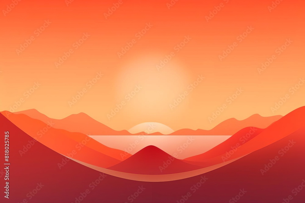 first sunrise flat design top view new beginnings theme 3D render Complementary Color Scheme