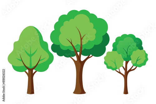 Set of watercolor green tree isolated on white background for landscape and architecture drawing  elements for environment and garden  botanical for section in spring. Watercolor trees