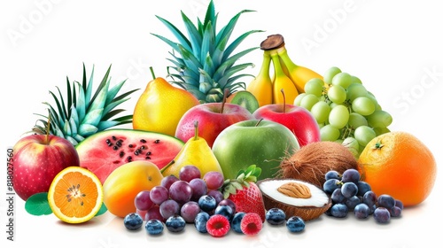 A variety of fruits are arranged in a visually appealing way.