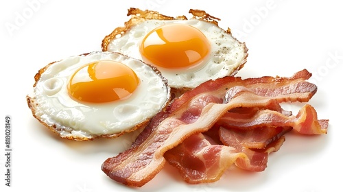 Eggs and bacon isolated on a white background