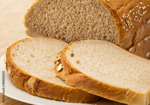 Close up of bread slices in plate 
