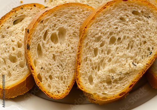 Close up of bread slices in plate 