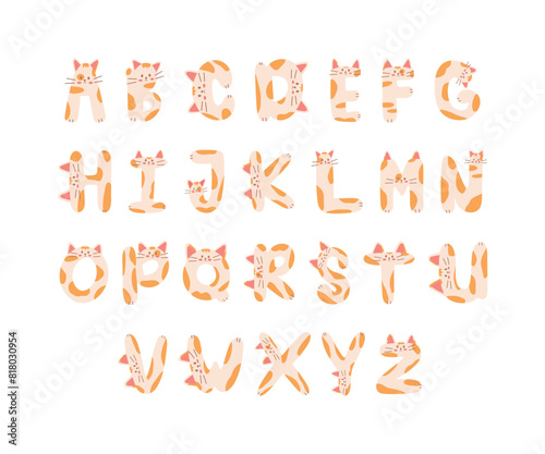 Cat-Themed Alphabet Clipart Collection Stock Vector