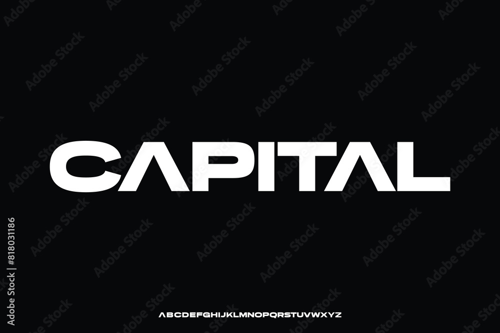 Modern strong bold capital alphabet display font vector illustration