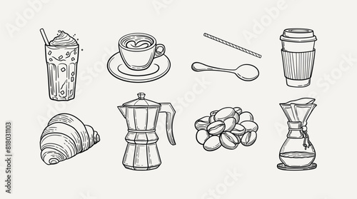 Coffee and Café Essentials Vector Clipart Collection Stock Vector