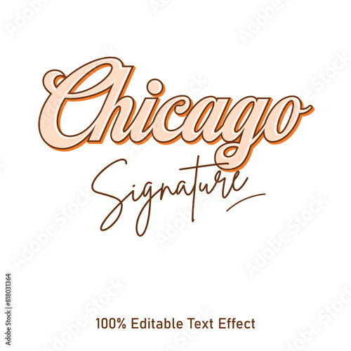 Chicago text effect vector. Editable college t-shirt design printable text effect vector