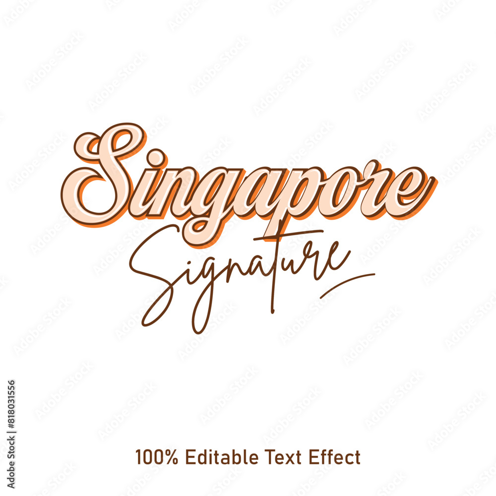 Singapore text effect vector. Editable college t-shirt design printable text effect vector