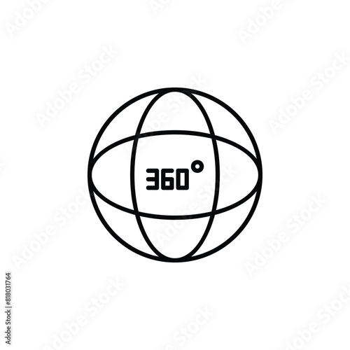 Vector icon illustration of a 360 degree angle, representing a full circle and completeness