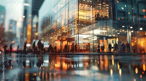 Rse shopping center or large office building on a blurred background.  