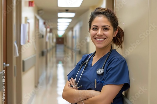 Free Download Nurse smiling in a hospital corridor - GFXLoad