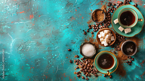 Composition with aromatic turkish coffee sugar photo