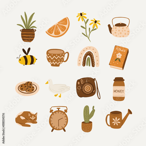 Nature and Home Themed Clipart Collection Stock Vector