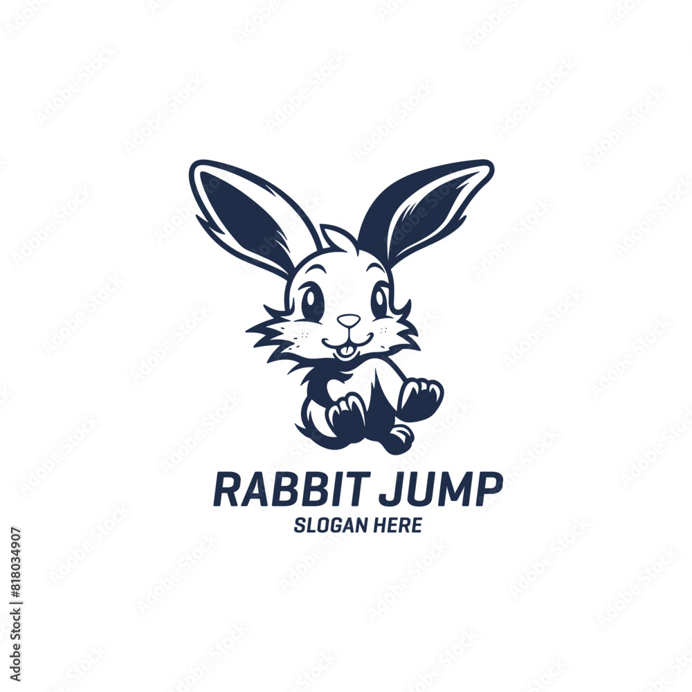 Fototapeta premium Jumping rabbit logo vector illustration