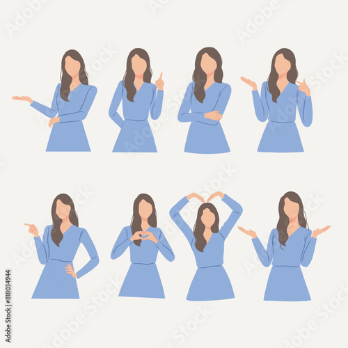 Woman in Various Poses Clipart Collection Stock Vector