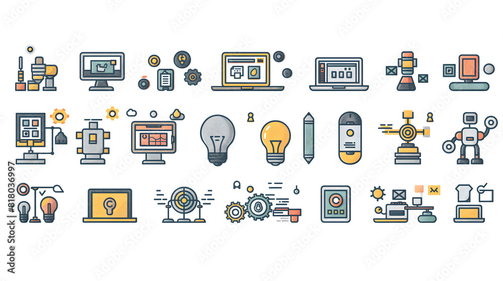 Icons representing automation engineer Icons representing automation engineer