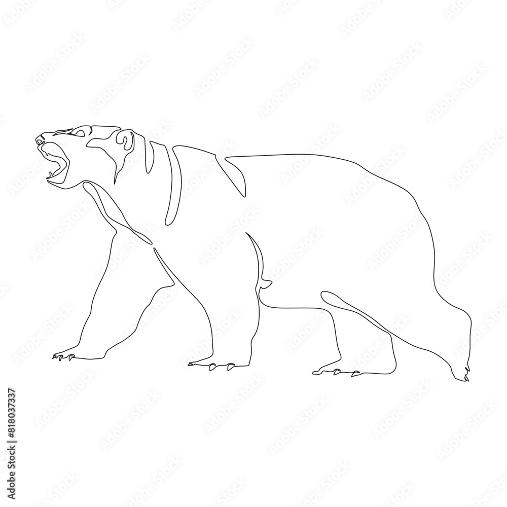 Polar bear silhouette. Simple icon. Flat style element for graphic design. Continuous line minimalistic design Polar bear silhouette. Simple icon. Flat style element for graphic design. Continuous line minimalistic design