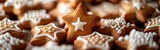 Star-Studded Gingerbread Delight: Festive Closeup of Iced Cookies for Christmas Baking & Bakery Backgrounds - Top View Seamless Pattern