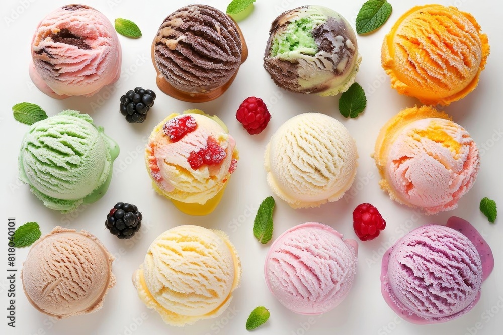 Traditional ice cream models in various flavors Traditional ice cream models in various flavors