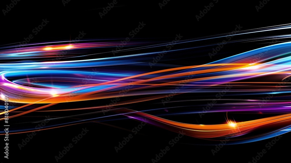 Colorful Light Streaks on Black Background, Abstract Motion Design for Creative Projects Colorful Light Streaks on Black Background, Abstract Motion Design for Creative Projects