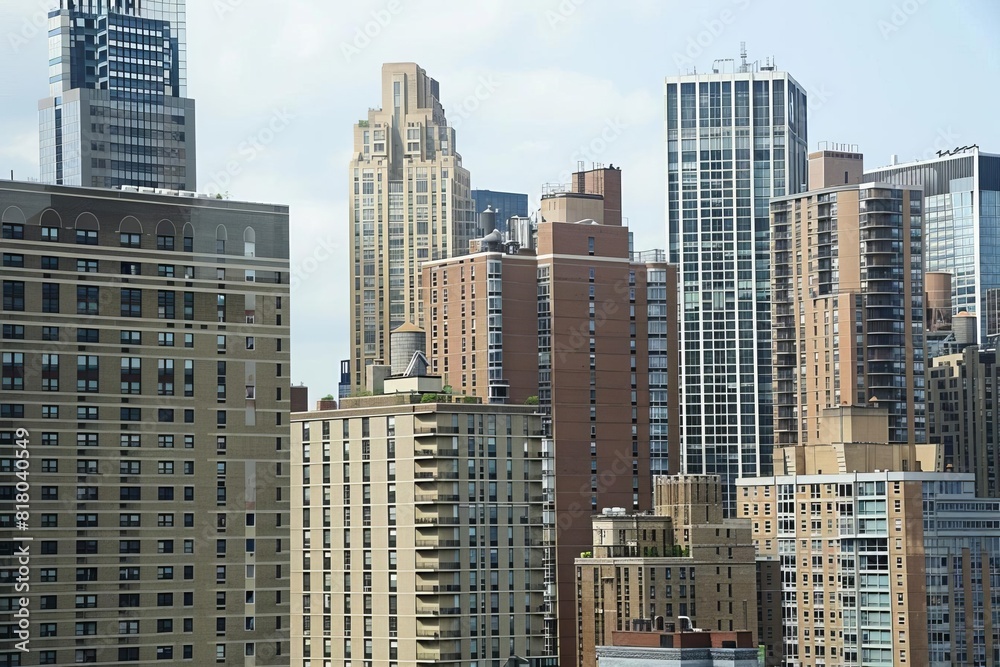 Fototapeta Urban skyline showing highrise buildings, possibly representing corporate growth