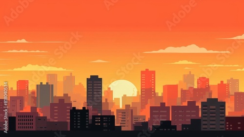 urban heat island flat design top view city warming theme animation Triadic Color Scheme