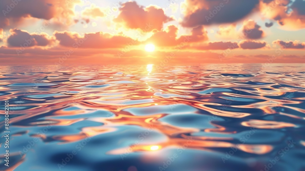 Water glistening under a sunset