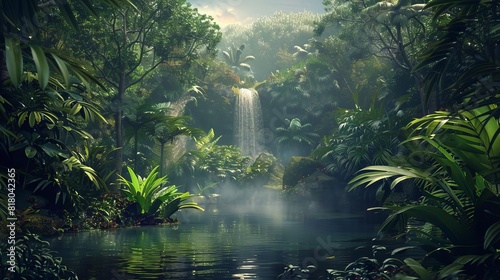 Waterfall in a lush forest  symbolizing natural beauty and tranquility