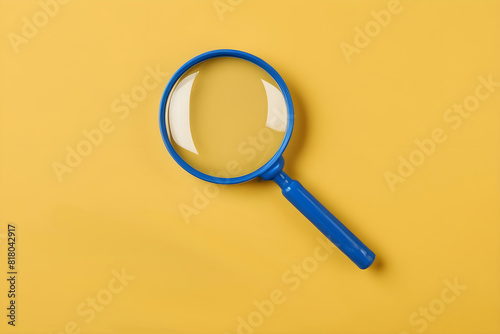 Magnifying glass isolated on a yellow paper background
